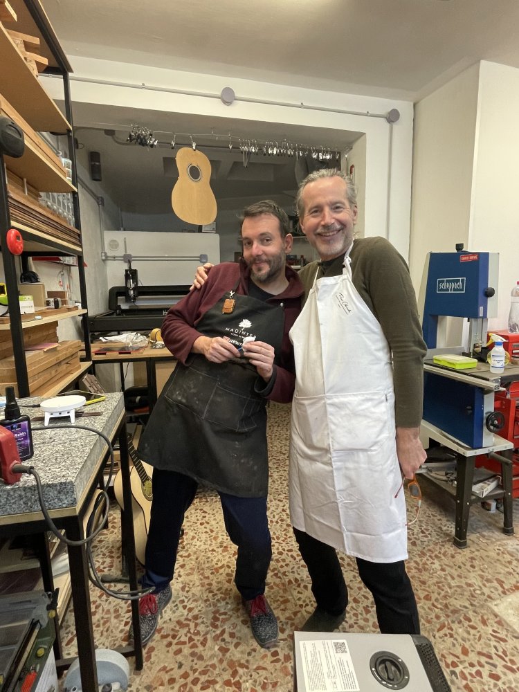 Ivan with Master Luthier Paco Chorobo in Úbeda