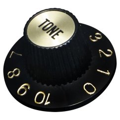 Hosco KG-260TI Potentiometer Knob, black, gold insert plate Tone