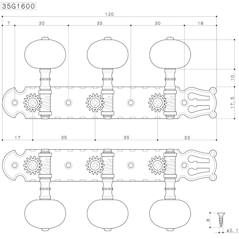 Ladící mechanika Gotoh 35G1600-1R-GG