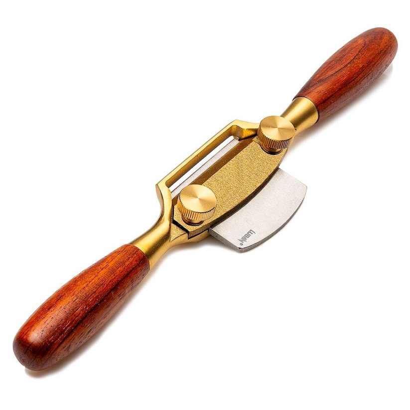 Luban Bronze Cast Spokeshave, RADIUS Sole, Carbon Blade, Bubinga Handles