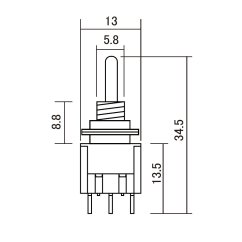 Hosco ON-ON-ONC Mini Toggle Switch DP3T