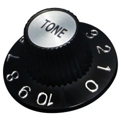 Hosco KS-260TI Potentiometer Knob, black, silver insert plate Tone
