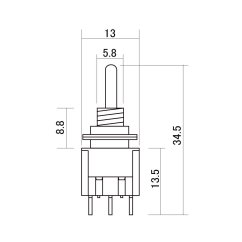 Hosco ON-OFF-ONC Mini Toggle Switch DP3T
