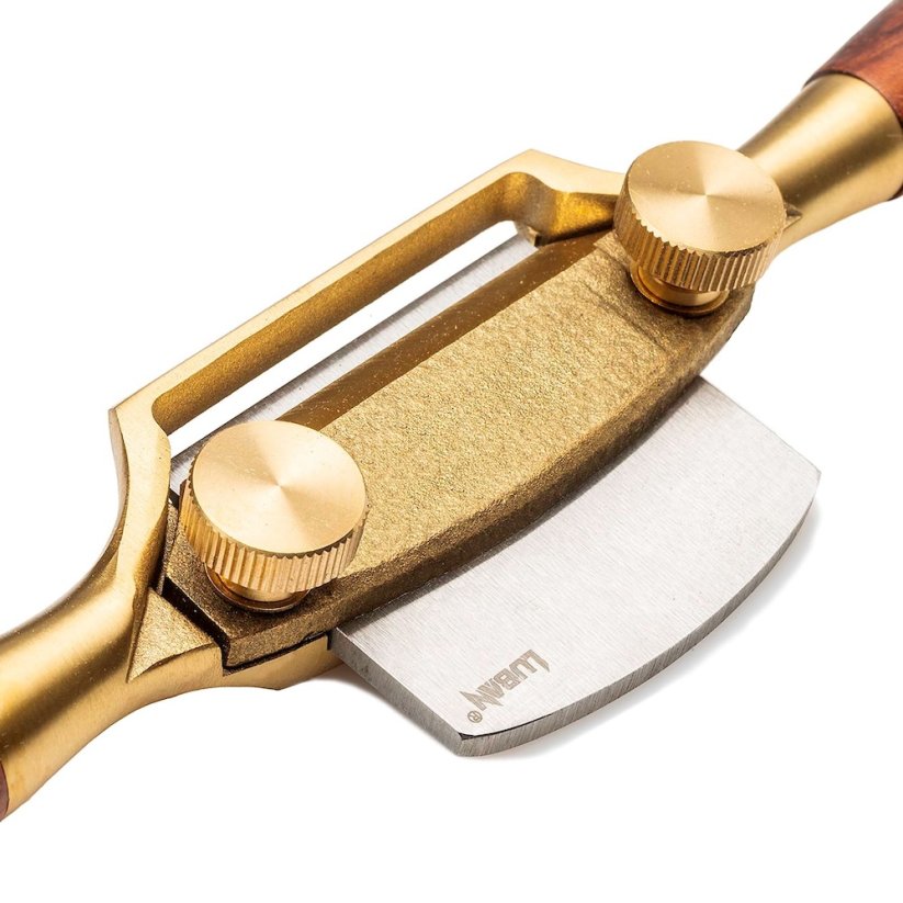 Luban Bronze Cast Spokeshave, RADIUS Sole, Carbon Blade, Bubinga Handles