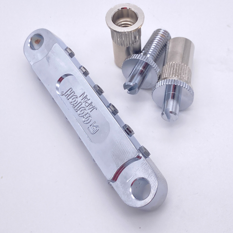 Gotoh GE103B-T-CR Tune-O-Matic Bridge (Nashville 14mm) with larger M8 metric posts and anchors, chrome
