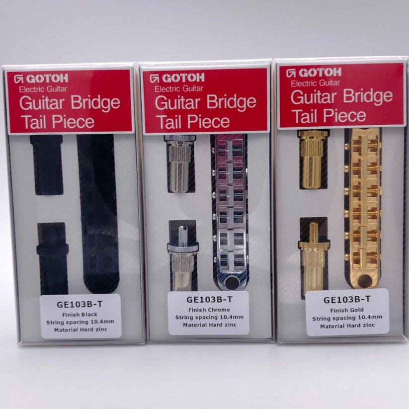 Gotoh GE103B-T-GG Tune-O-Matic Bridge (Nashville 14mm) with larger M8 metric posts and anchors, gold