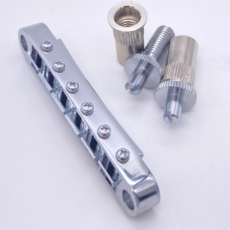 Gotoh GE103B-T-CR Tune-O-Matic Bridge (Nashville 14mm) with larger M8 metric posts and anchors, chrome