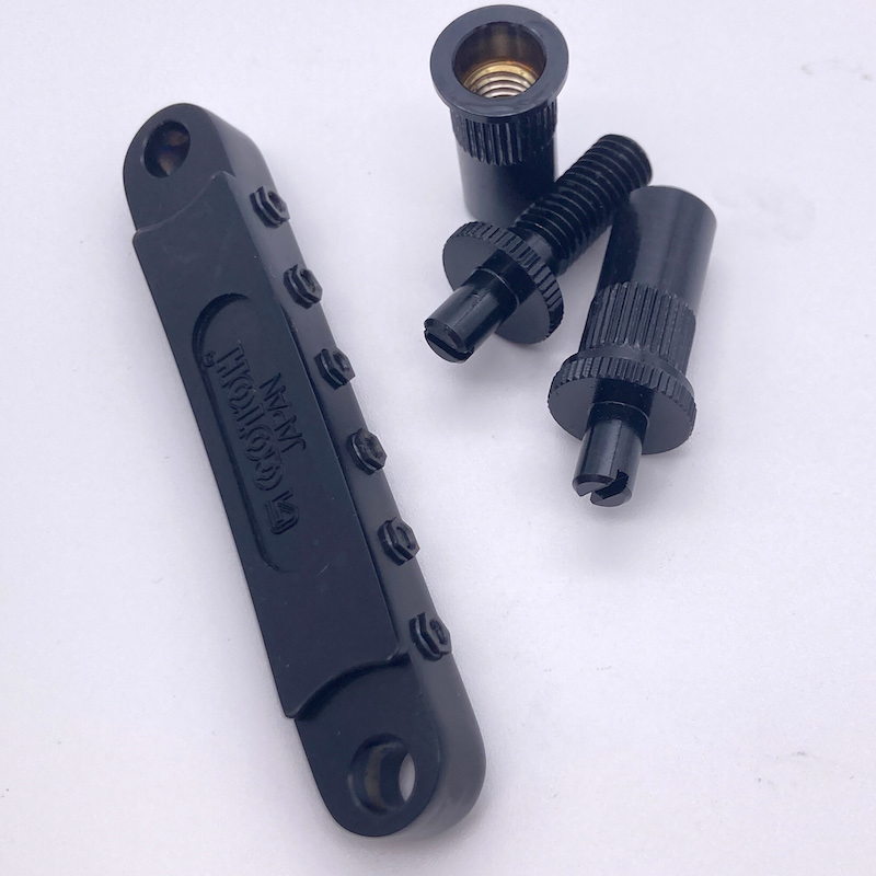 Gotoh GE103B-T-BC Tune-O-Matic Bridge (Nashville 14mm) with larger M8 metric posts and anchors, black
