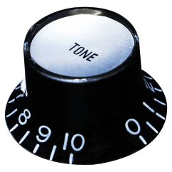 Hosco KB-130TI Potentiometer Knob, black, silver insert plate Tone