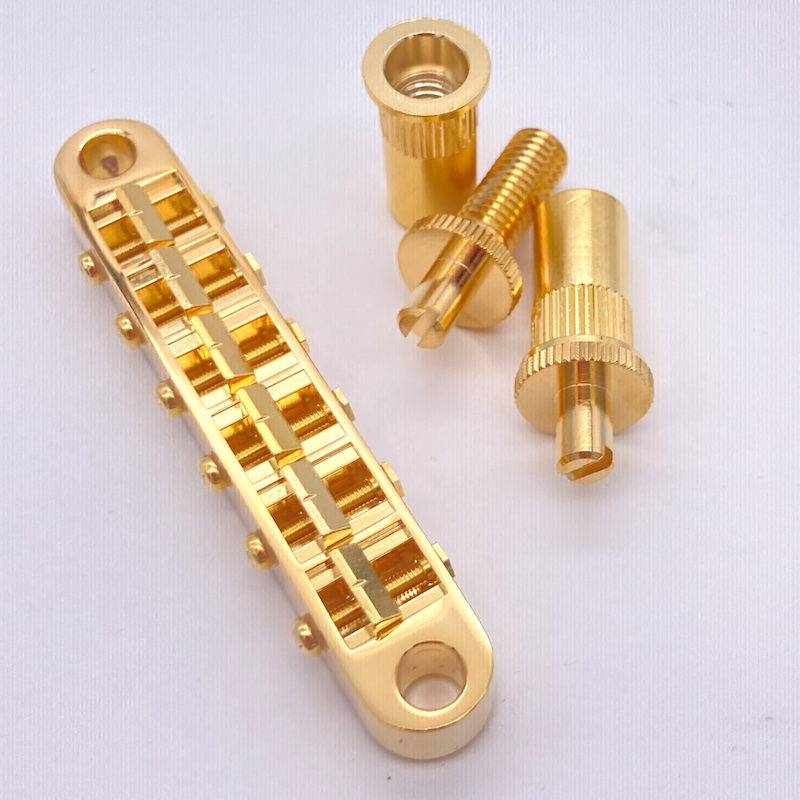 Gotoh GE103B-T-GG Tune-O-Matic Bridge (Nashville 14mm) with larger M8 metric posts and anchors, gold